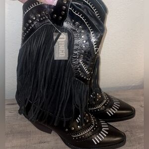 Dingo black fringe cowgirl boots